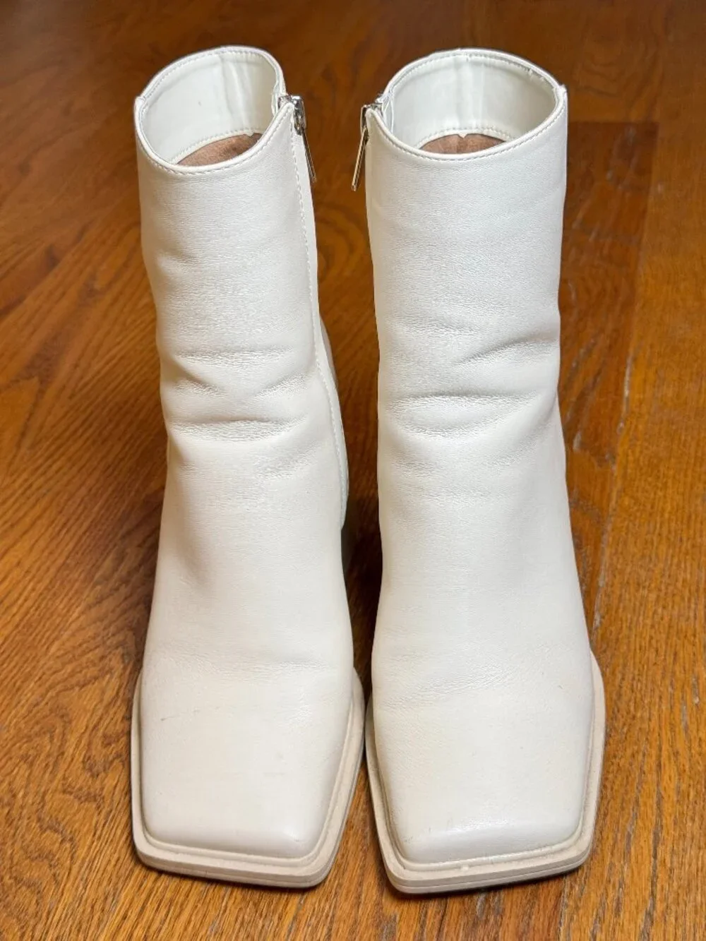 Sam Edelman Layla 2 Ivory Square Toe Block Heel Ankle Boots sz(9)Circus NY
